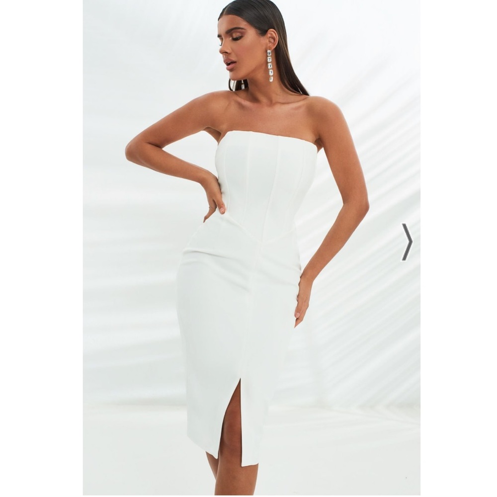 Stunning Lavish Alice Corset Midi Dress in White